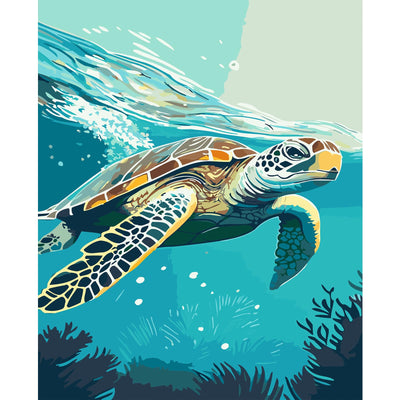 Artunion Sea Turtle Paint by Numbers for Adults Beginner, Ocean Turte Animal Paint by Number Kits, DIY Oil Painting Paint by Number Kits on Canvas Arts Craft for Home Wall Decor 16x20 Inch