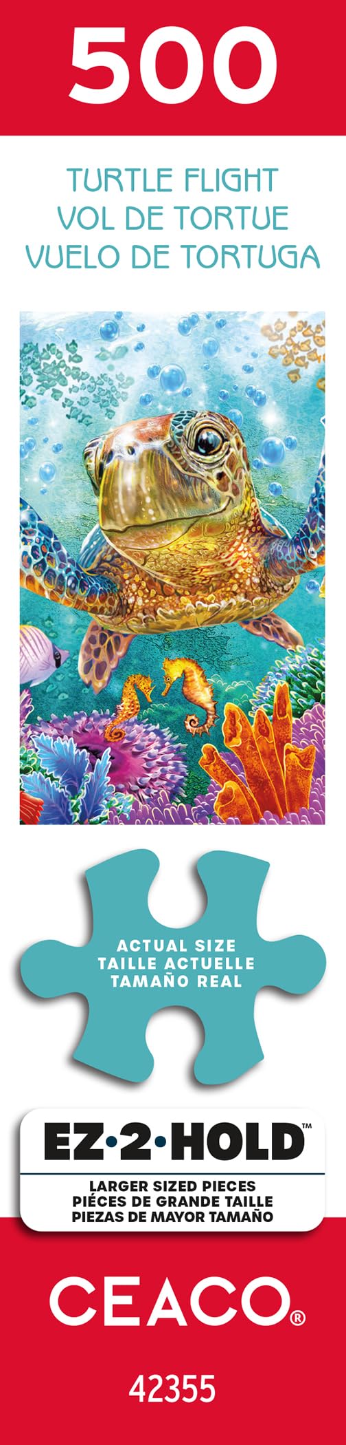 Ceaco - Steve Sundram - Turtle Flight - 500 Piece Jigsaw Puzzle – Oversized Pieces – Easy to Hold – EZ Hold Ceaco