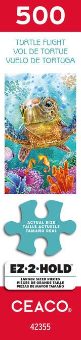 Ceaco - Steve Sundram - Turtle Flight - 500 Piece Jigsaw Puzzle – Oversized Pieces – Easy to Hold – EZ Hold Ceaco