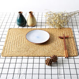 6 Pack Woven Placemats, Rectangular Rattan Place mats, Natural Seagrass Placemats, Farmhouse Wicker Table Mats for Dining Table XIMISISE