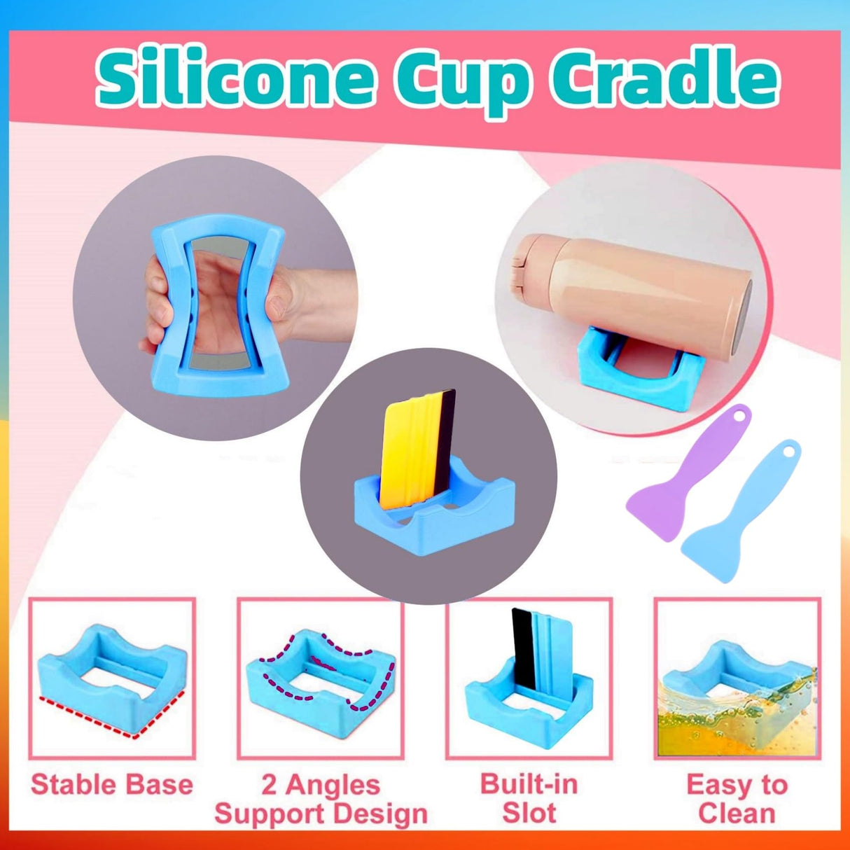 3 Size Tumbler Clamp for Sublimation,Cup Cradle for Crafting Tumblers,Sublimation Cup Holder Clamp for 15oz,20oz,30oz Cups,Mug Clamps for Sublimation,Tumbler Wrapper WAQONUY