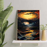 hyzsj Paint by Numbers Kit for Adults with Frame, Landscape Paint by Number Canvas, Mountain Paint by Numbers with Easel, DIY Moon Scenery Paint by Number Kits for Home Wall Decor（11.8x15.7inch hyzsj