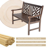 MFSTUDIO 2-Person Outdoor Acacia Wood Garden Bench with Backrest and Armrests, Durable Slatted Seat for Patio, Porch, and Yard - Brown MFSTUDIO