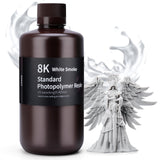 ELEGOO Standard 8K 3D Printer Resin 1000g White Smoke, 405nm Highest Precision Resin Rapid Printing Low Shrinkage, UV-Curing for 8K/12K/14K High Resolution LCD 3D Printer ELEGOO