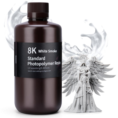 ELEGOO Standard 8K 3D Printer Resin 1000g White Smoke, 405nm Highest Precision Resin Rapid Printing Low Shrinkage, UV-Curing for 8K/12K/14K High Resolution LCD 3D Printer ELEGOO