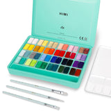HIMI Gouache Paint Set, 48 Colors x 0.4oz, Twin Cup Jelly Design, bouns 3 Brushes & a Palette, Non-Toxic, Opaque Guache Paint for Canvas and Watercolor Paper - Perfect for Beginners, Students, Artists ABEIER