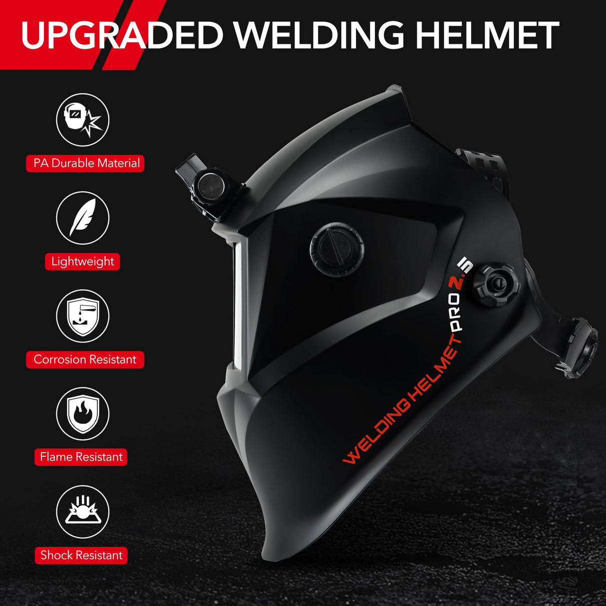 TRQWH Welding Hood Auto Darkening Welding Helmet with Light True Color 1/1/1/2 Top Optical Clarity Wide Shade 9-13 Welding Mask with Grinding Weld Helmet (KTS-JS01) TRQWH