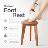 12" Corner Shower Foot Rest - Wooden Showers Stool Seat for Shaving Legs - Small Corner Shower Benches for Inside Shower - Waterproof Bath Step Stools Bench for Bathroom (Height - 18in, Acacia) HOLANA