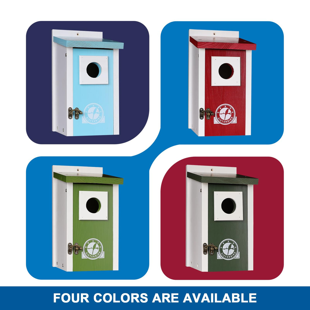 SISTERBIRD Bird Houses for Outside, Dark Green Bird House, Bluebird Houses for Outside, Garden Decoration Birdhouses for Outdoors, Bluebird Finch Swallow Wren Chickadee SISTERBIRD