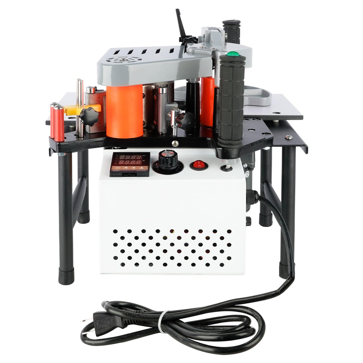 SOKO Portable Edge Banding Machine, Woodworking Edge Bander Machine Straight Curve Double Side Coating Glue, Edge Banding Speed 5-10m/min Adjustable SOKO