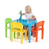 Humble Crew Kids Table and 4 Chair Set, Blue Table with Chairs - Sturdy Toddler Activity Table for Playtime, Arts, Crafts, Reading, and More - 5-Piece Children’s Furniture for Daycare Playroom Humble Crew