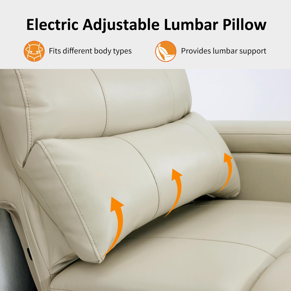 MCombo Triple Motors Power Recliner Chair with Power Headrest & Lumbar Support for Living Room, Home Theater Seating with Armrest Storage, Tray Table and Dual Charging Ports HTS708 (Beige) MCombo