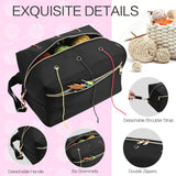 yookee home Yarn Bag Crochet Bag Organizer Knitting Bag Organizer Crochet Storage Yarn Holder for Crochet Accessories Yarn Storage Bag for Crocheting Gifts for Crochet Lovers,Mom,Women,Black yookee home