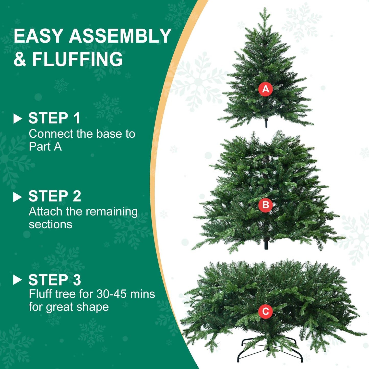 6FT Artificial Christmas Tree with 1413 PE&PVC Mixed Branch Tips, Unlit Hinged Premium Spruce Fake Xmas Trees, Green, Foldable Base