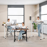 farexon Electric Standing Desk 63 x 24In with Charging Station, Stand up Desk with Oversized Mouse Pad, 2 USB Ports & 3 Power Outlets, 4 Caster, 4 Preset Heights Easy to Set(White) farexon