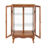CKEASEAN Lighted Curio Cabinet, 44" H Glass Display Cabinet with 3-Tier Adjustable Glass Shelves, China Cabinet with Mirrored Back Panel for Living Room, Light Blub Included (Dark Oak) CKEASEAN