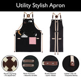Stenffy Handmade Work Apron,Cotton Canvas,Multiple Pockets,Adjustable Cross Back Weight Apron,BBQ,Cafe,Kitchen,Painting,Carpenter,Artist Apron,Aprons for Men,Women,Sizes M to XXL,Black Stenffy