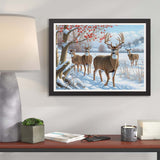 Kaliosy 5D Diamond Art Kits for Adults Deer by Number Kits, Diamond Painting Art Snow Scenery DIY Full Drill Crystal Craft Cross Stitch Embroidery Decoration (12x16 inch) 30x40 cm Kaliosy