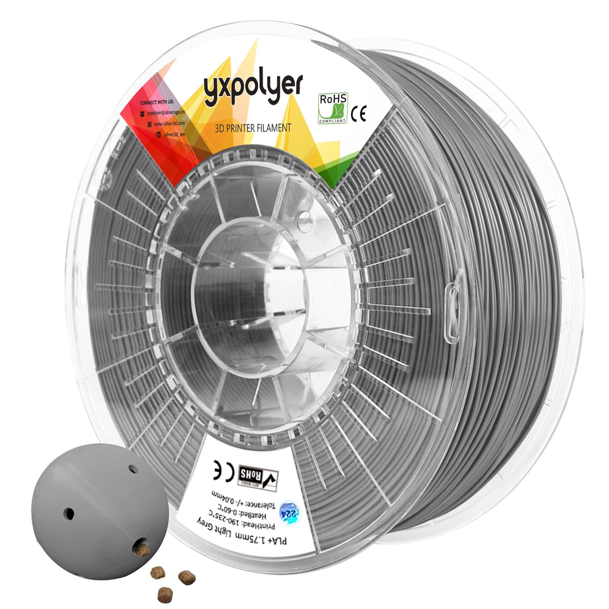 YXPOLYER PLA Plus Filament Food-Grade pla+ PLA Plus 3D Printing Filament 1.75 mm 1kg 2.2lbs with Reusable PC Spool, Modified 3D Printer Filament for Most FDM 3D Printers yxpolyer