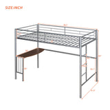 Harper & Bright Designs Metal Loft Bed with Desk, Teen Twin Size Loft Bed Frame Built-in Ladders, Safety Guardrails, Noise Free, Noise Free, No Box Spring Needed (Silver) Harper & Bright Designs