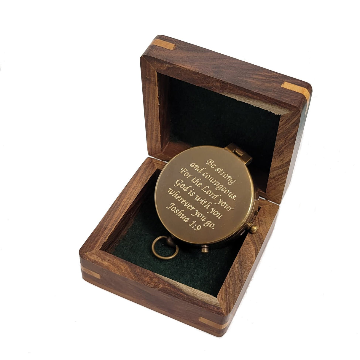 Personalized Engraved Compass Gift for Baptism, Confirmation | Proverbs 3:5-6 Trust in The Lord | Joshua 1:9 Be Strong and Courageous | Gift Box and Greeting Card Included (FBA - Joshua 1:9) Stanley London