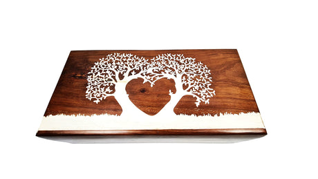 Sunrise Wood Store Wooden Urn For Human Ashes -Wood Urn for Adult Male Female -Tree of Life Wooden Urn for Ashes- Handmade Tree With Heart Engraved Generic