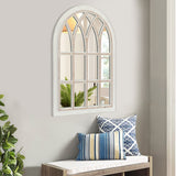 FLORA Farmhouse Window Pane Mirror, Large Decorative White Wall Mirror for Living Room Kitchen Entryway, 24 L x 34 FLORA