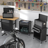 Wanmwill Tool Chest, 8-Drawer Rolling Tool Storage Cabinet with 2 in 1 Detachable Top Tool Box, Liner, Lockable Wheels, Side Hooks, Locking Mechanism, Metal Tool Cart for Garage (Black) Wanmwill