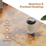 Sweetcrispy Small Computer Desk with Drawers 40 Inch Office Writing Work Kids Study 2-Tier Wood Corner Table with Storage Drawers Shelf for Bedroom Home Office - Rustic Brown Sweetcrispy