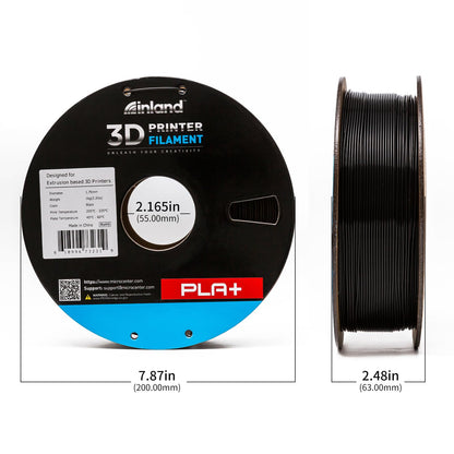 INLAND Micro Center PLA+ 3D Printing Filament 1.75mm - Black PLA Plus 3D Printer Filament - PLA Pro Dimensional Accuracy +/- 0.03 mm - 1 kg Cardboard Spool (2.2 lbs) - WoodArtSupply