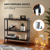 Tangkula Industrial Console Table, 38.5 Inch Long Narrow Sofa Table with Open Storage Shelves, Sturdy Steel Frame, 3-Tier Farmhouse Entryway Table for Hallway, Living Room (Rustic Brown) Tangkula