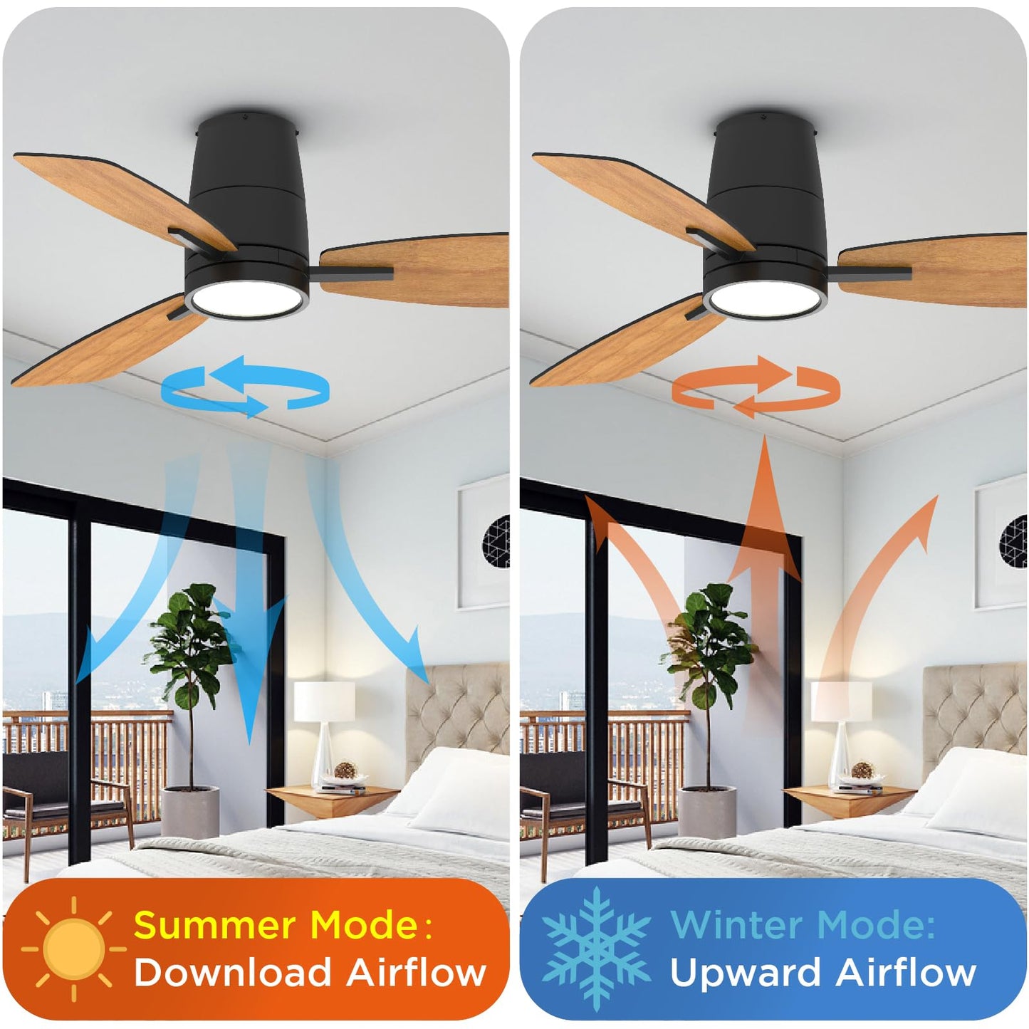 TALOYA Ceiling Fan with Lights and Remote Control 42 inch Multifunctional Quiet Fan with Three Color Temperature and High Brightness Light and Reversible Blades - WoodArtSupply