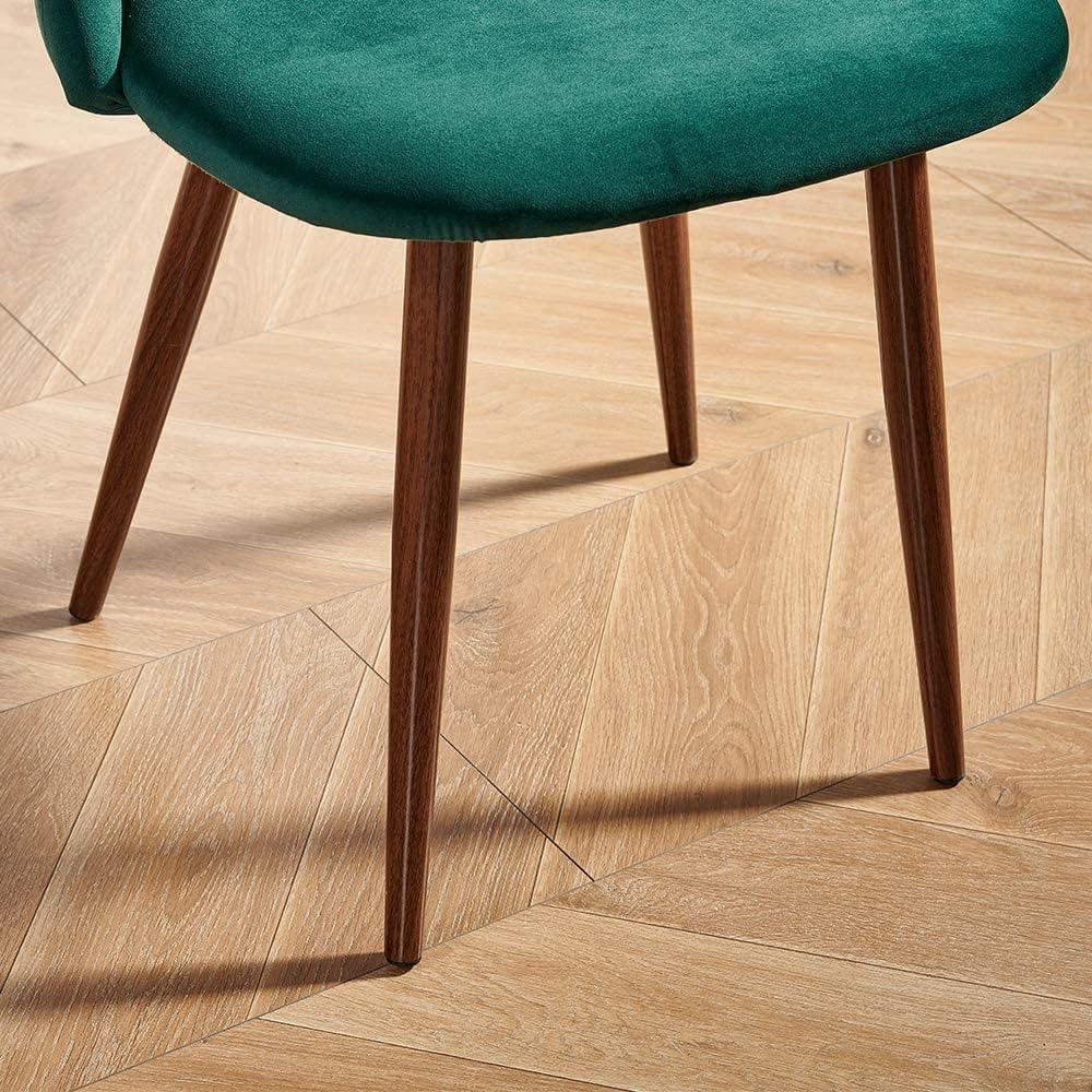 INO Design 5-Pieces Modern 35'' Inch Round Wooden Dining Table Set for 4 Comfortable Velvet Chairs, Space Saving Kitchen Furniture, Small Apartment Coffee Table Set (Green) INO Design