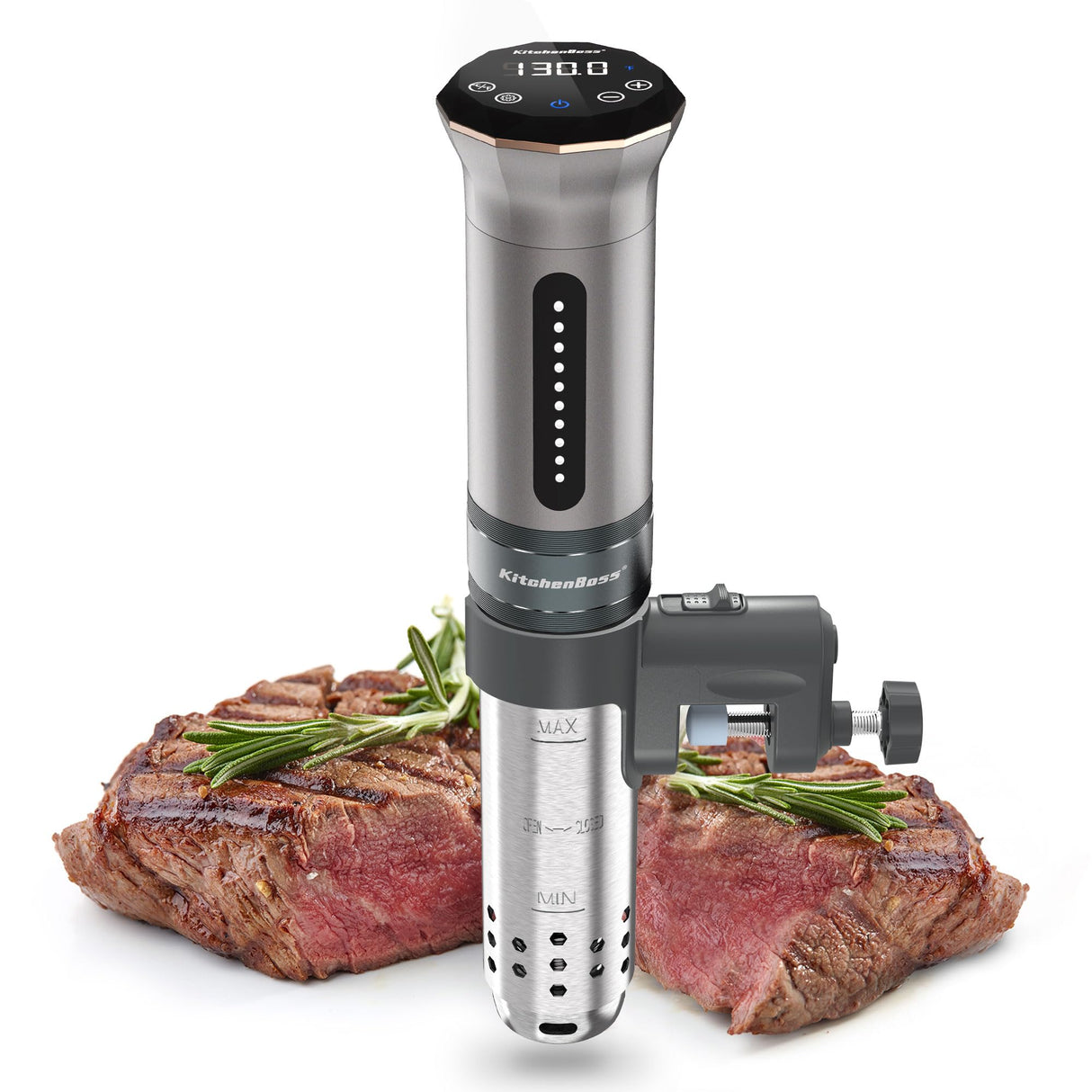 KitchenBoss Sous Vide Cooker Machine: Ultra-quiet 1100 Watt IPX7 Waterproof Water Thermal Immersion Circulator Accurate Temperature Control Digital Display Slow Cooking Sous-vide KitchenBoss