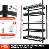 REIBII Garage Shelving Heavy Duty Loads 2500LBS 40" W Garage Storage Shelves Heavy Duty Shelving 72"H Adjustable Metal Shelving for Storage Rack 5 Tier Industrial Utility Shelf, 40"Wx18"Dx72"H, Black REIBII