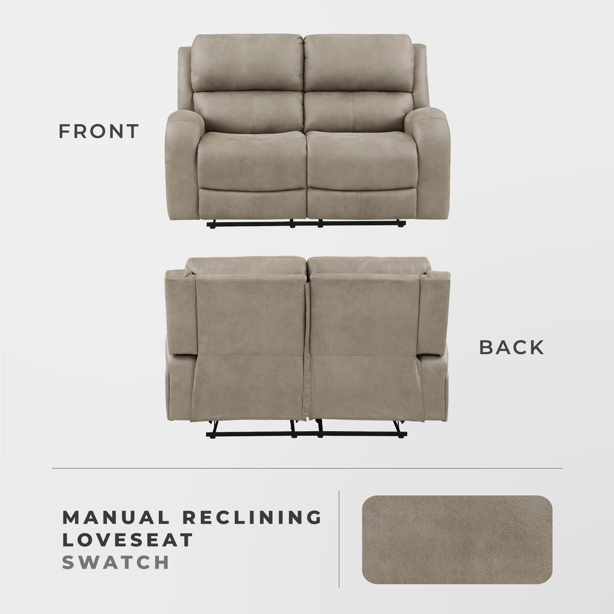 Lexicon Recliner Couch, Wall Hugger Sofa Recliners, Home Theater Seating Dual Reclining Couch, Manual Recliner Couches for Living Room, Bedroom, Office, Apartment, 61.5'' Loveseat Recliner, Brown Lexicon