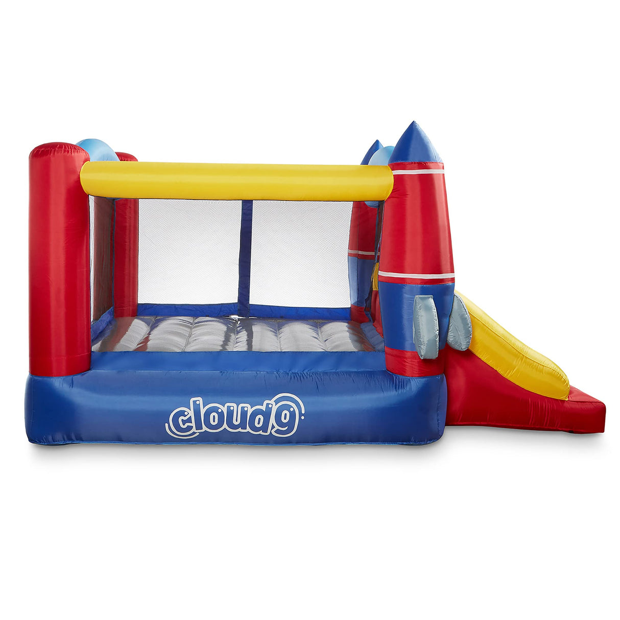 Cloud 9 Inflatable Bounce House and Blower, Rocket Theme Bouncer for Kids with Slide, Includes Stakes and Repair Patches Cloud 9