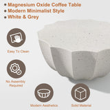 35" Outdoor Round Coffee Table Modern Stylish Design Waterproof & Moisture-Proof No Assembly Required Outdoor Coffee Table for Patio, Garden, Backyards - US Warehouse (White) HMHKHN