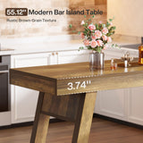 Tribesigns 55.12-Inch Bar Table, Rectangular Home Bar Unit with Stable Trestle Legs, Modern Vintage Counter Height Pub Table for Home Kitchen, Living Room, Balcony, Basement, Rustic Brown Tribesigns