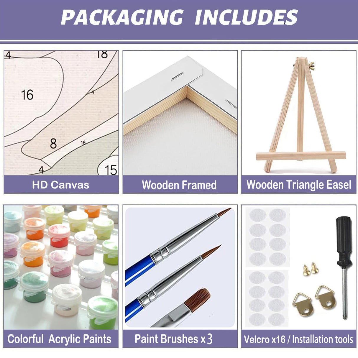 MaiMMaledy Paint by Numbers Kit 12Lx8W inch for Adults Beginners Canvas Pictures with Framed Drawing Painting Acrylic Pigment with Wooden Triangle Easel Moon MaiMMaledy