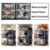 STAHMFOVER 2-Pack LED Sneakers Boxes-Voice Control,Stackable Clear Shoe Display Cases (BLACK) STAHMFOVER