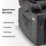 MCombo Power Lift Recliner Chair for Elderly, Lift Chair with Heat and Massage, USB &Type C Ports, Cup Holders, Faux Leather 7095 (Medium, Grey) MCombo