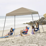 CROWN SHADES 6.5x6.5 Pop Up Canopy Tent, Slant Leg Outdoor Canopy with Carry Bag, Beach Tent, Sports Shelter(Beige) CROWN SHADES