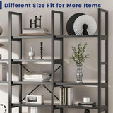 Jehiatek Large Bookshelf 5 Tiers, Triple Wide Geometric Bookcase, 71 Inches Tall Industrial Book Shelves Etagere Book Case, Sturdy Metal Frame, Freestanding Display Shelving Unit, Black Jehiatek