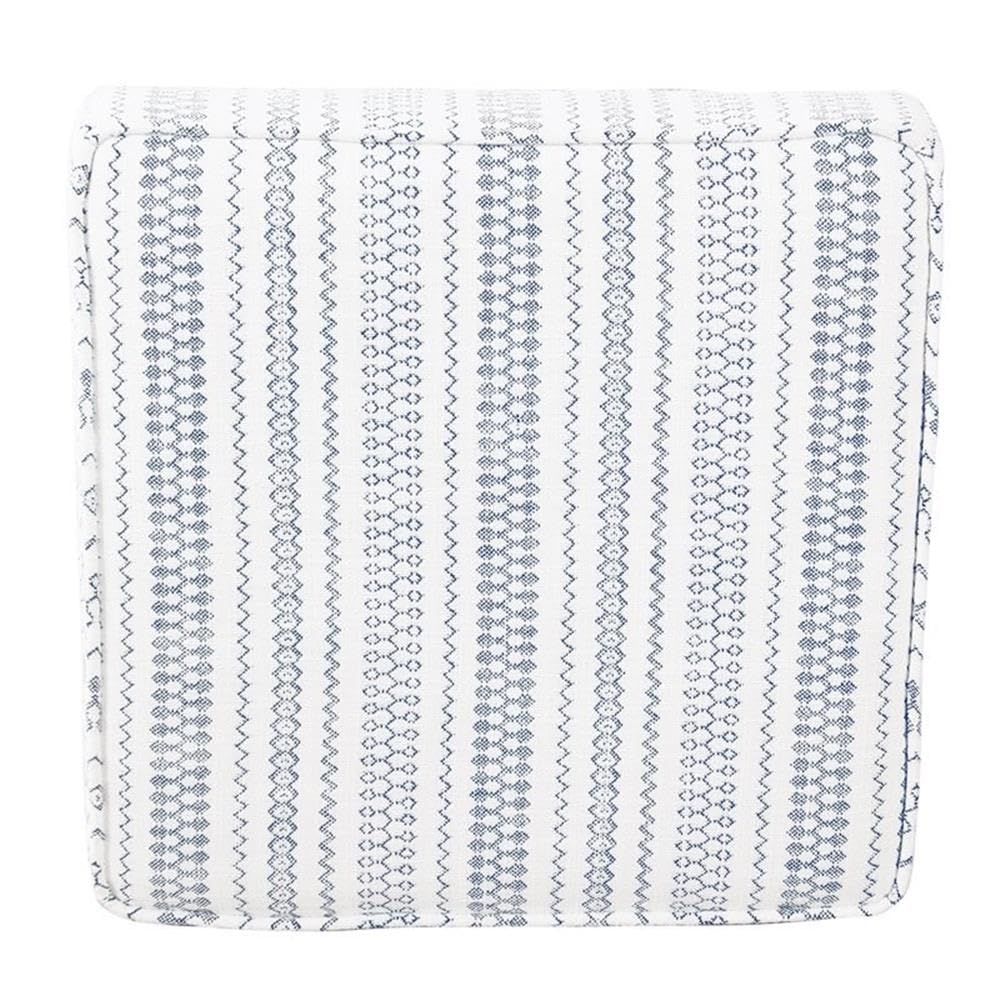 HomePop Home Decor | K7342-F2359 |Classic Square Storage Ottoman with Lift Off Lid | Ottoman with Storage for Living Room & Bedroom, Blue Stripe Large HomePop