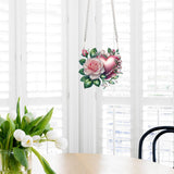 AiYuanzsh 5D Diamond Painting Hanging Pendant, DIY Rose and Heart Diamond Art Kit for Adults, Crystal Rhinestone Window Decoration, Wall and Home Ornament Gift AiYuanzsh