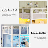 Hasuit Space-Saving Twin Loft Bed with RGB LED Lights and Guardrail, Metal Frame with Clothes Rack Hasuit