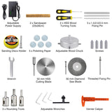 Mini Wood Lathe Machine, 12V- 24VDC,7 Variabla Speeds 4000-9000 RPM, with Wood Lathe Milling Accessories, for Wood Polishing, Grinding, Cutting and Milling DIY... (B) BERXOL