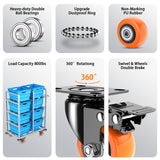 2 Inch Caster Wheels Set of 4, Heavy Duty Casters with Brake, No Noise Locking Swivel Casters with Polyurethane (PU) Wheels, Casters Wheels for Cart, Furniture and Workbench (Two Hardware Include) LUTUMEI