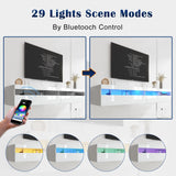 Vmobili Floating TV Stand with Led Lights,71" Wall Mounted Entertainment Center with Storage,TV Cabinet Stand with Power Outlet, Modern Wall Mounted Wood Media Console for Living Room,Bedroom Vmobili